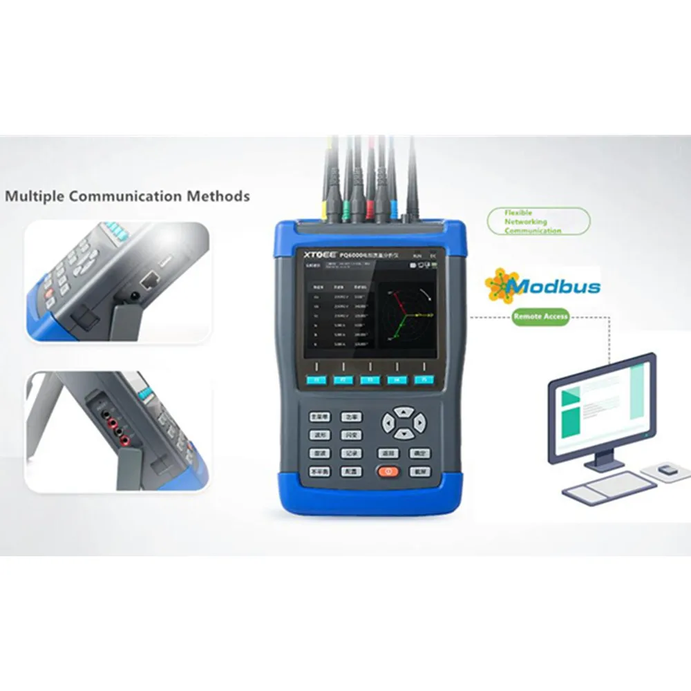 Analizzatore portatile trifase di qualità dell'energia e dell'energia Memoria 8G Rete Ethernet RS-485 Analizzatore di qualità dell'energia a 4 canali