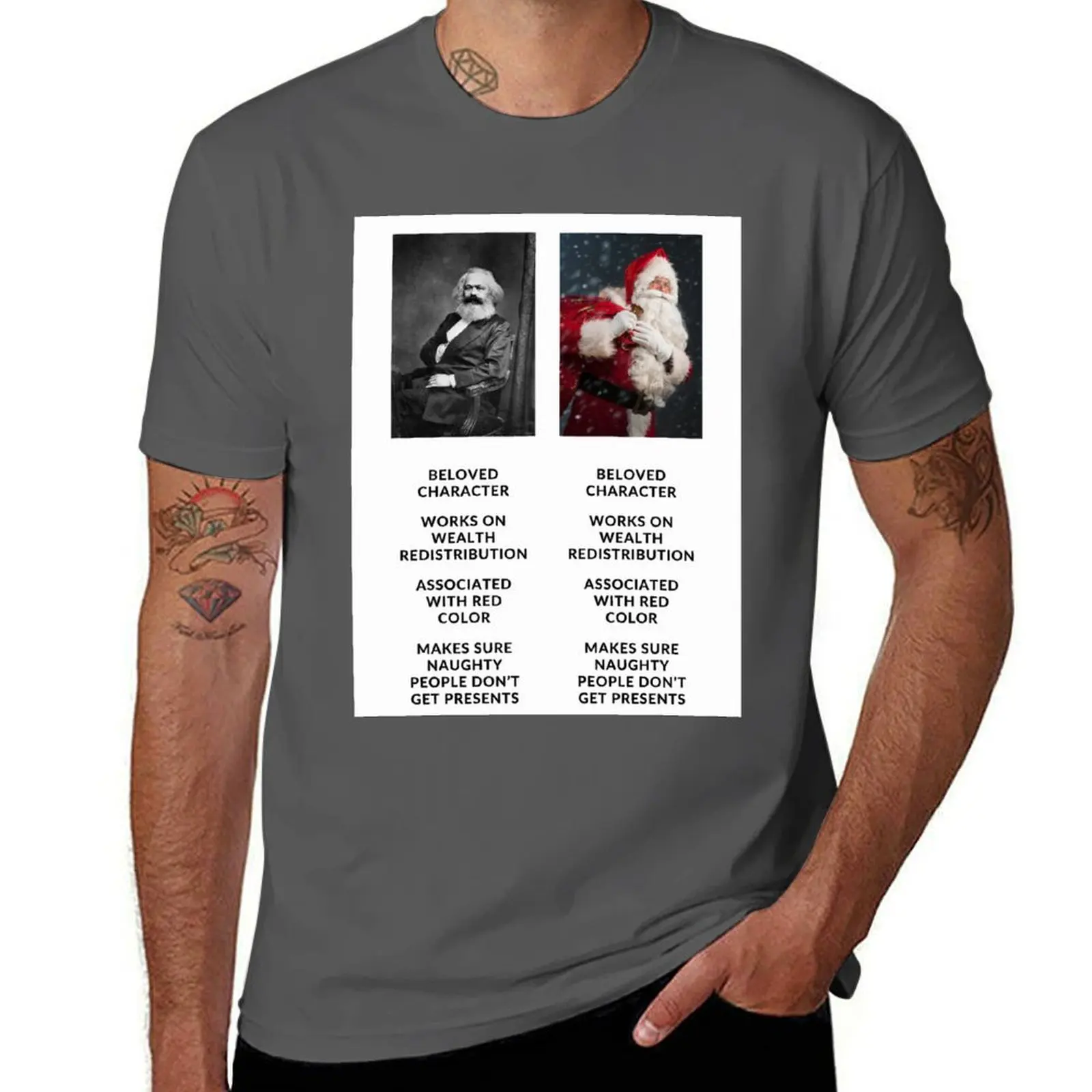

Karl Marx and Santa Claus T-Shirt cotton t shirts man 100% man t shirt luxury t shirt men 100% cotton luxury brand T-Shirt