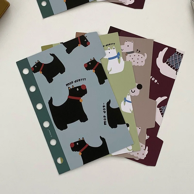 Kawaii Bookmark Index Pages For A7/M5 Books Cute Retro Animals Index Seperator Loose Leaf Notebook Sides Dividers Stationary