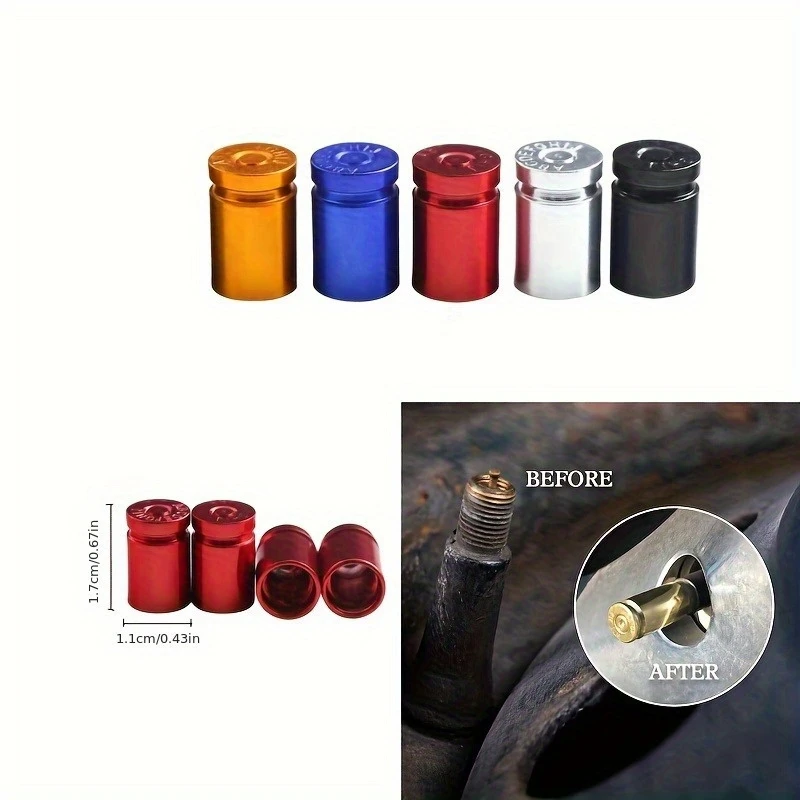 

4PCS Circular Car Tire Valve Covers Retro Bullet Shaped Valve Cover Leak Proof Universal For All Cars SUV Bicycle Motorcycle