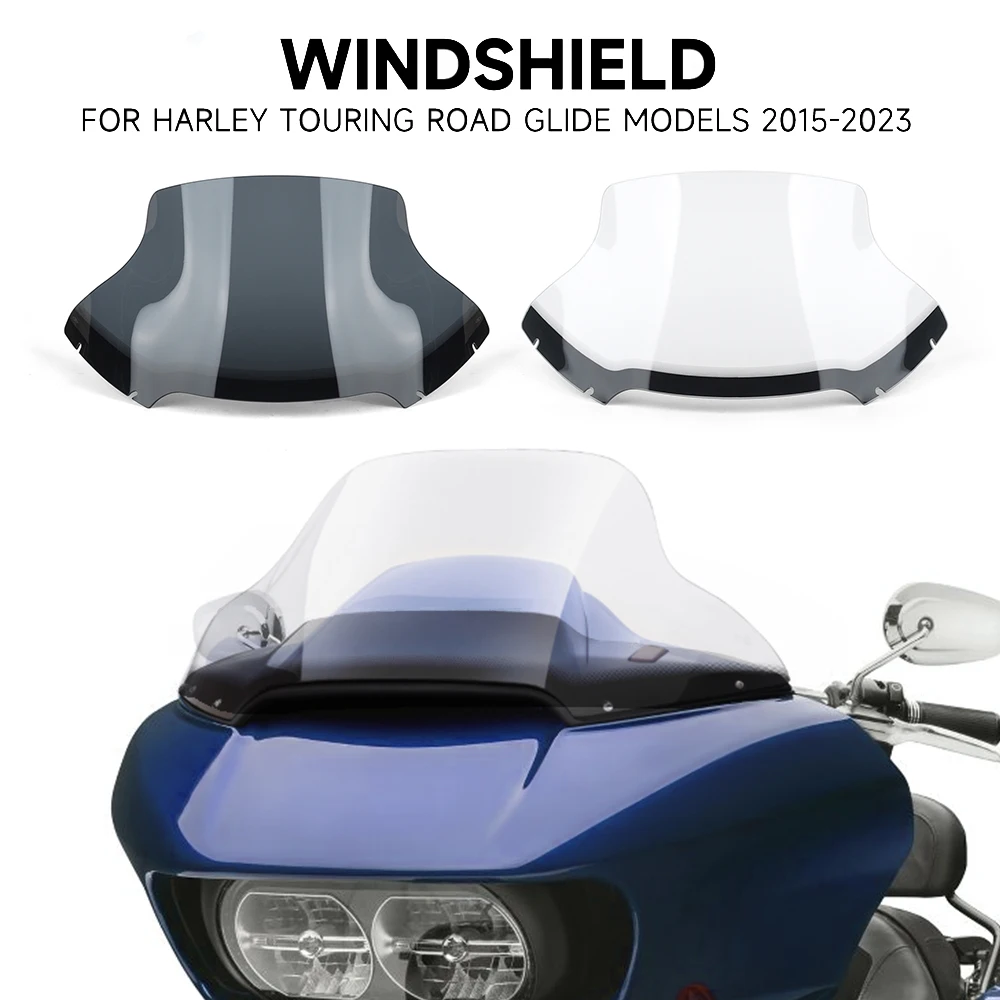 

NEW Motorcycle PC Windshields Upper Windscreen Wind Deflector Fairing Cover For Harley Touring Road Glide 2015-2023