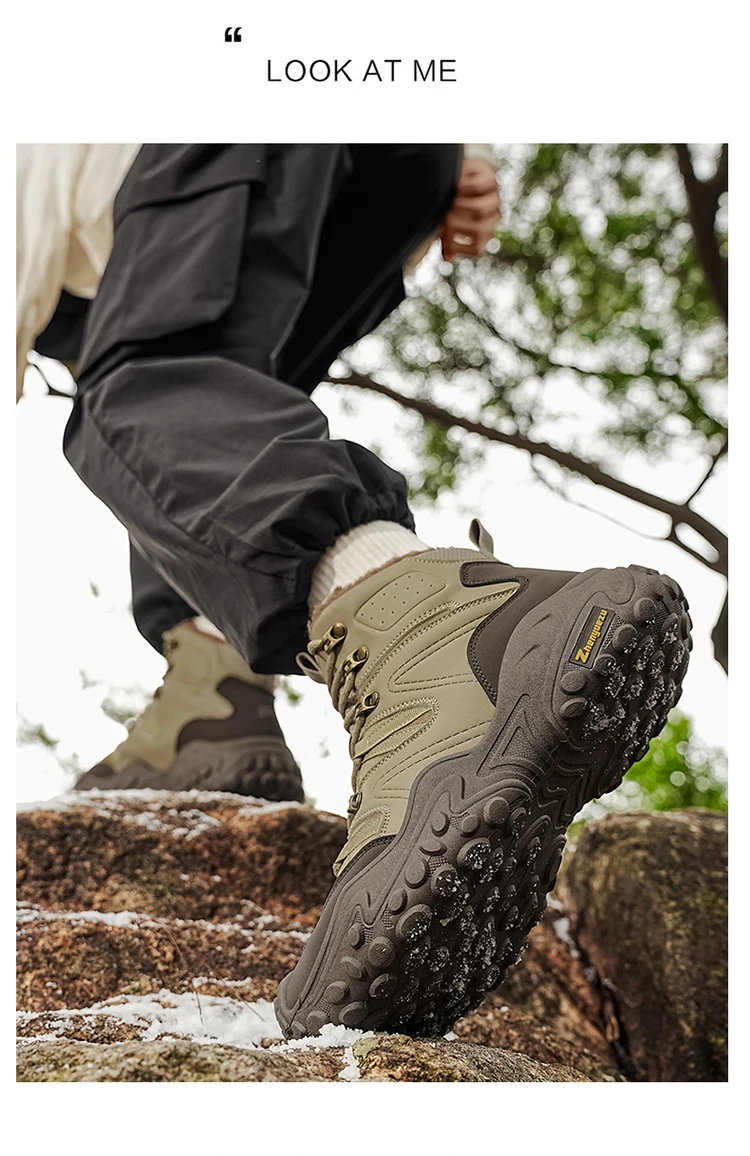 Herbst- und Winter-Herren-High-Top-Schuhe in Übergröße, Outdoor-Fleece-gefütterte Warme Schneesportschuhe, mit Komfortablem und Hautfreundlichem Futter, Hervorragender Griffigkeit, Geeignet für Outdoor-Aktivitäten und den Täglichen Arbeitsweg – Detail 15