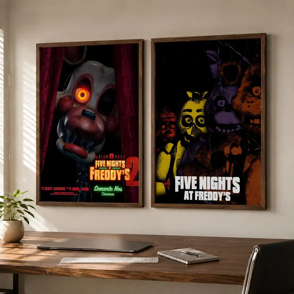 Horror Game Five Nights at Freddy's Poster Self-adhesive Waterproof Paper Sticker Art Coffee House Bar Room Wall Decor