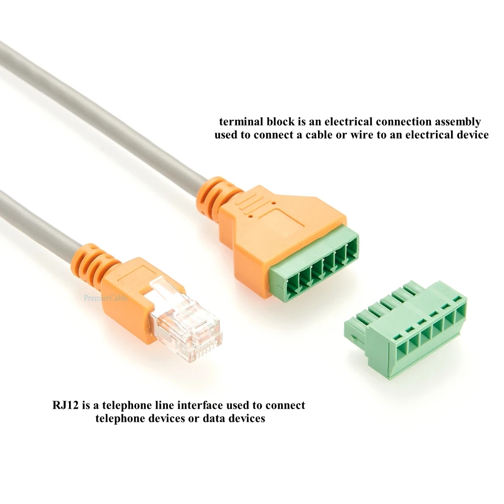 RJ12 6P6C Male to Solderless Terminal Block Adapter Cable RJ12 Press Terminal Board Cable RJ12 Terminal Cable for Telephone