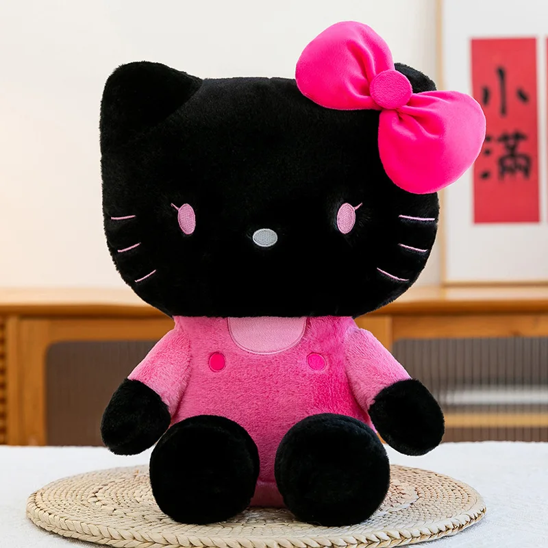 30/40/50cm Black Pink Hello Kitty Plush Toy Fluffy Sofa Cushion Desktop Room Decor Companion Doll Sleep Soothing Doll Girl Gift view 5
