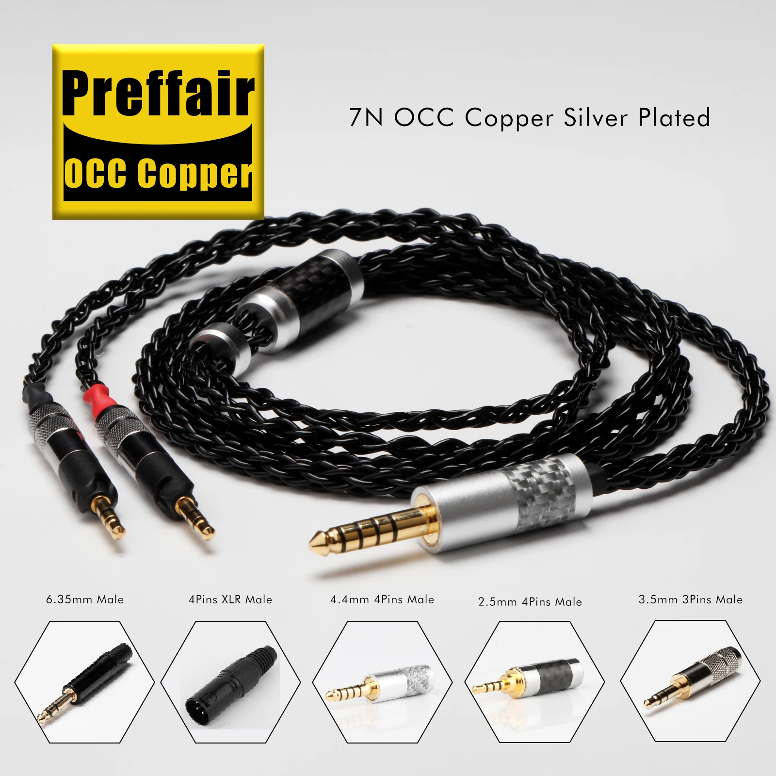 Preffair Hi-end  E516 OCC Single Crystal Copper Silver-Plated Earphone Cable Aux cable Use for ATH-R7OX R7Oxa Earphone