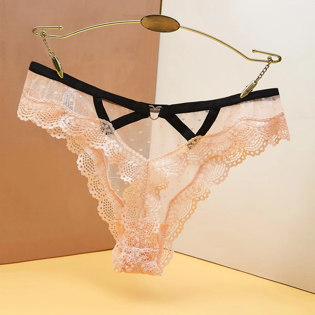 شير الدانتيل شبكة ملابس داخلية مريحة جميل البولكا نقطة الجوف خارج ملخصات السراويل النسائية ثونغ G-سلاسل حجم كبير
