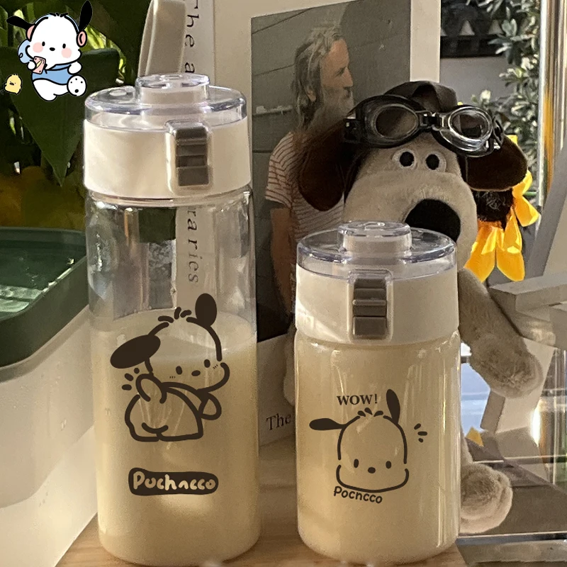 

Sanrio Kawaii Pochacco Water Cup Student Cartoon Portable 550ML Straw Plastic Sports Water Bottle Office Milk Coffee Cup Gift