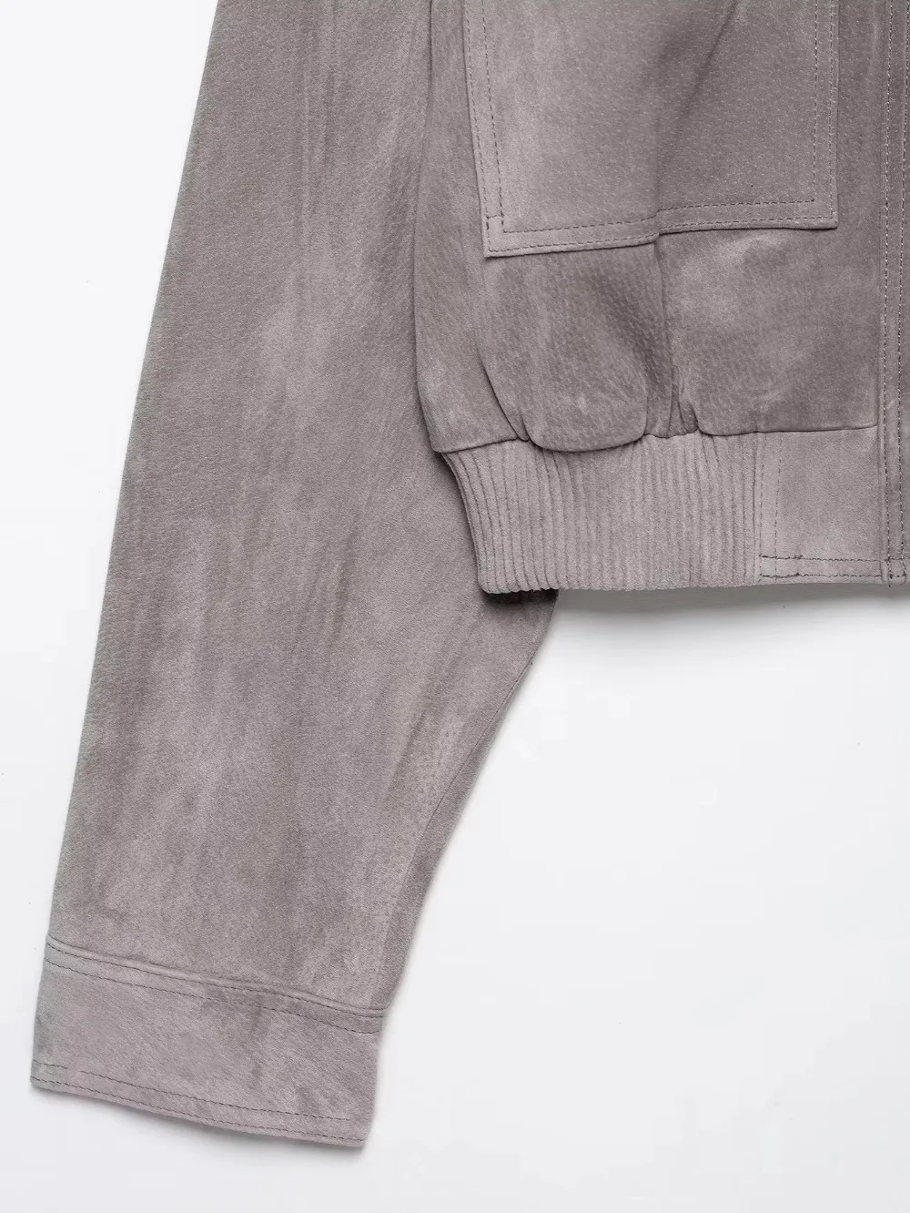 Damen-Cargojacke, kurz geschnitten, für Herbst und Winter, Damenmantel, Stehkragen, Träger, Schulterklappen, viele Taschen, gerippter Saum, lockerer Schnitt, lässige Oberbekleidung. – Detail 11