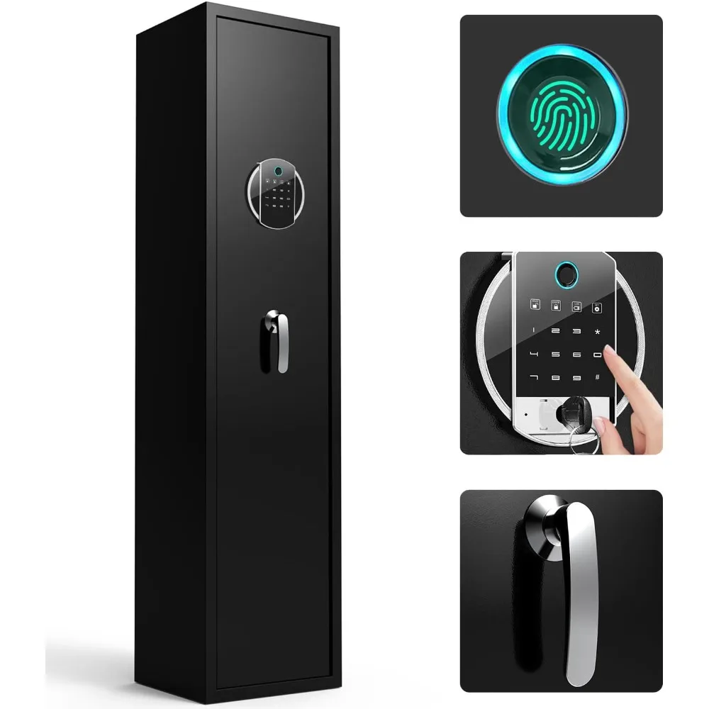 Cassaforte per pistola biometrica per impronte digitali a 5 pistole per fucili e pistole, armadio con tastiera digitale ad accesso rapido di grande capacità per impieghi gravosi