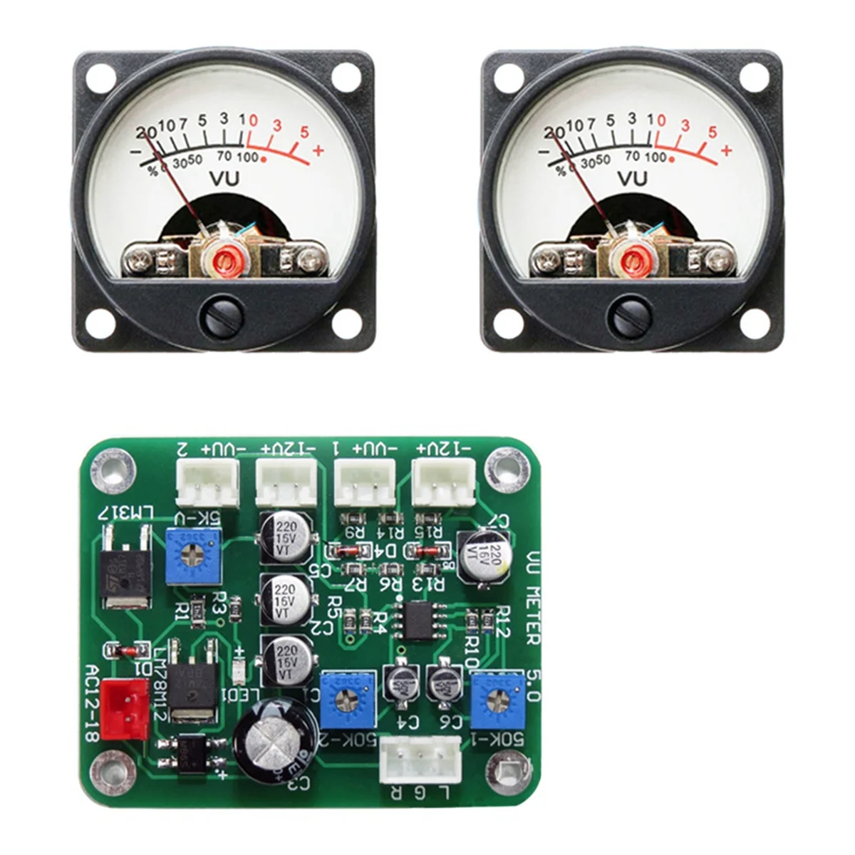 VU Level Audio Meter Stereo Amplifier Board+2pcs VU Meter 9-12V DC Stereo Amplifier Board Level Indicator