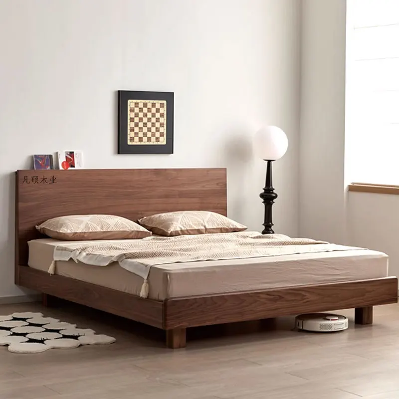 Customizable North American Suspension Simple Modern White Oak 1.5m Single 1.8m Double High Backrest Bed