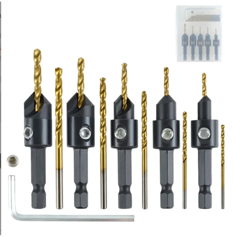 

Профессиональный набор инструментов для обработки дерева: титановые зенковки HSS, сверла-зенковки, развертки для отверстий с шестигранным хвостовиком, 12 шт., 4-12 мм