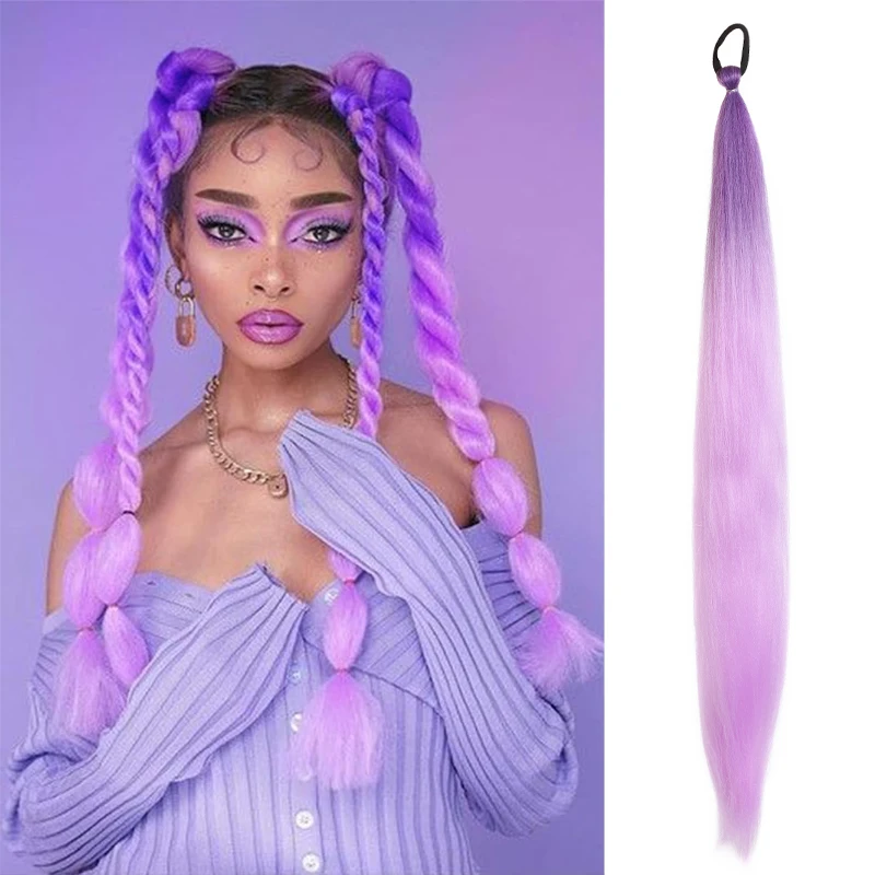 

LUPU 26-дюймовый гигантский хвост с эффектом омбре «сделай сам», синтетические плетеные волосы для девочек с плетеной резинкой для волос и идеально подходят для Рождества