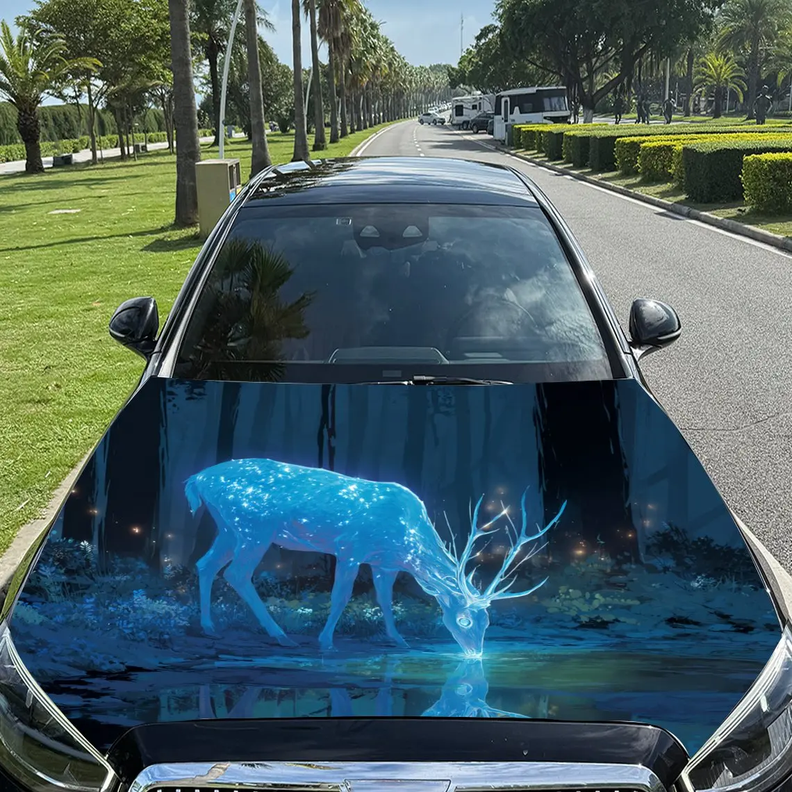 

Виниловая пленка для автомобиля Blue Phantom Deer, водонепроницаемая наклейка на капот автомобиля из материала ПВХ, самоклеящиеся устойчивые к царапинам наклейки для двигателя