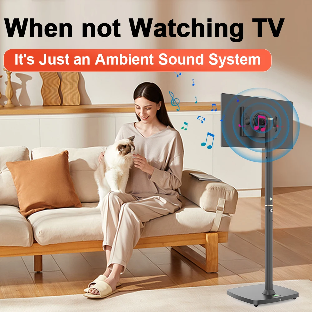 32 Inch Movable With Stand Smart Home Business TV Wireless Smart TV With Rotating Wheels Touch Screen Portable TV﻿