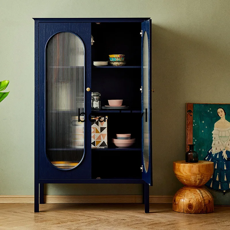 

American Style Solid Wood Wardrobe Vintage Storage Changhong Glass Home Closet Multifunctional Storage Cabinet