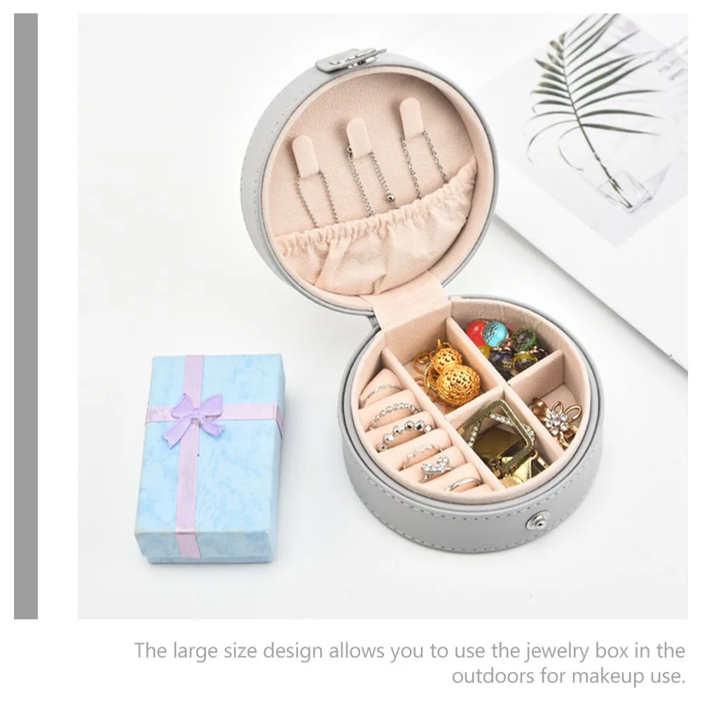Portable Jewelry Box Large Round Multi-Grid Travel Jewelry Storage Case Organizer Earrings Box Small Earrings Container
