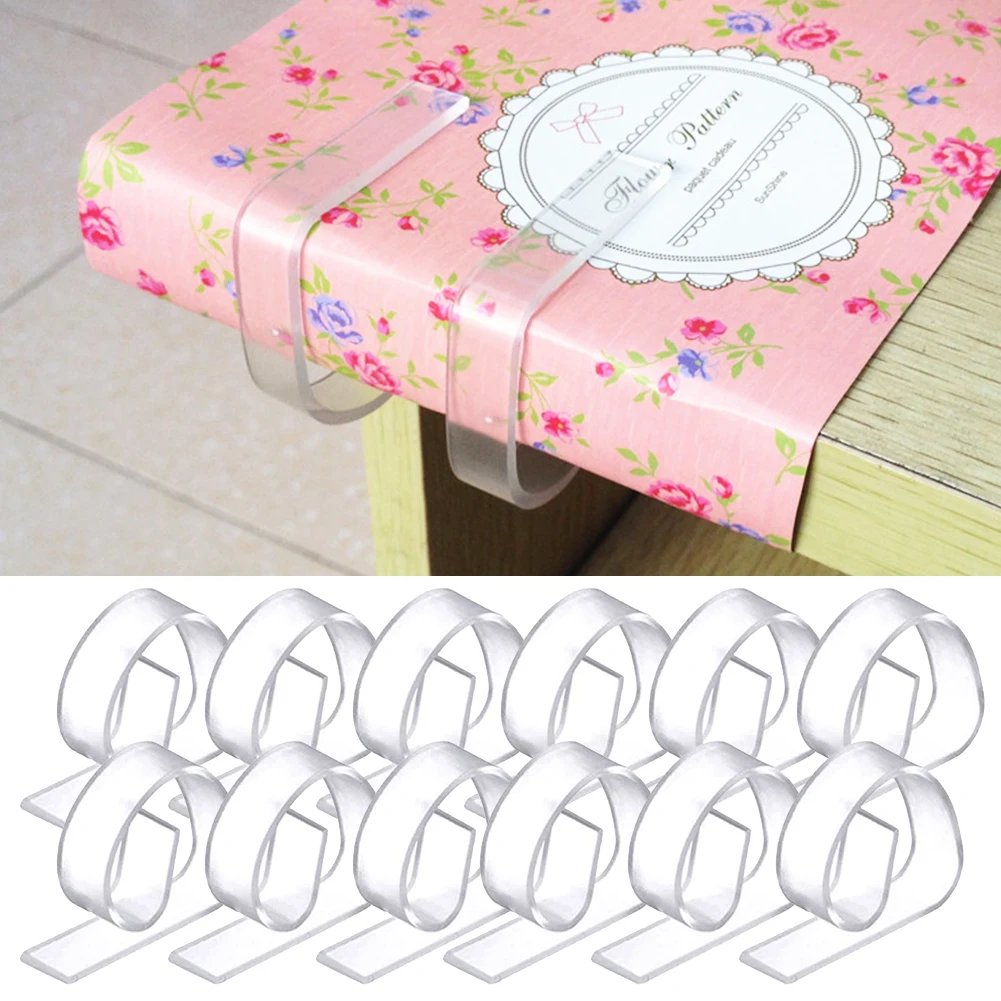 12pcs Kitchen Anti Slip Holder Portable Home Party Picnic ABS Clear Universal Fixed Indoor Outdoor Tablecloth Clip Lightweight