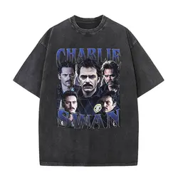 Washed Vintage Movie Twilight Charlie Swan Graphic T Shirt Man Casual Oversized Tshirt Men Women Gothic Rock T-shirts Streetwear