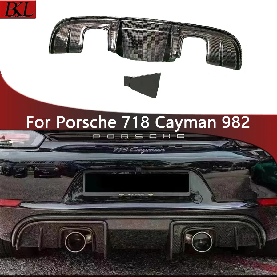 For Porsche 718 Cayman 982 Bxoster 982 upgrade Carbon Fiber Car Rear Bumper Diffuser Rear Splitters Spoiler Back lip body kit