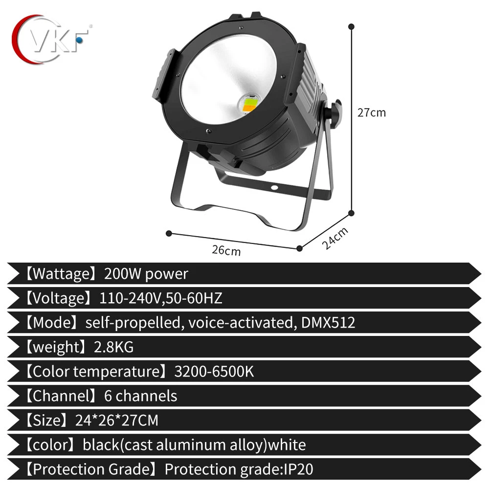 LED Par 200W COB Light With Warm White 2IN1 Ultraviolet Lamp Face Lights Stage DJ Controller Disco Spotlight Church Market