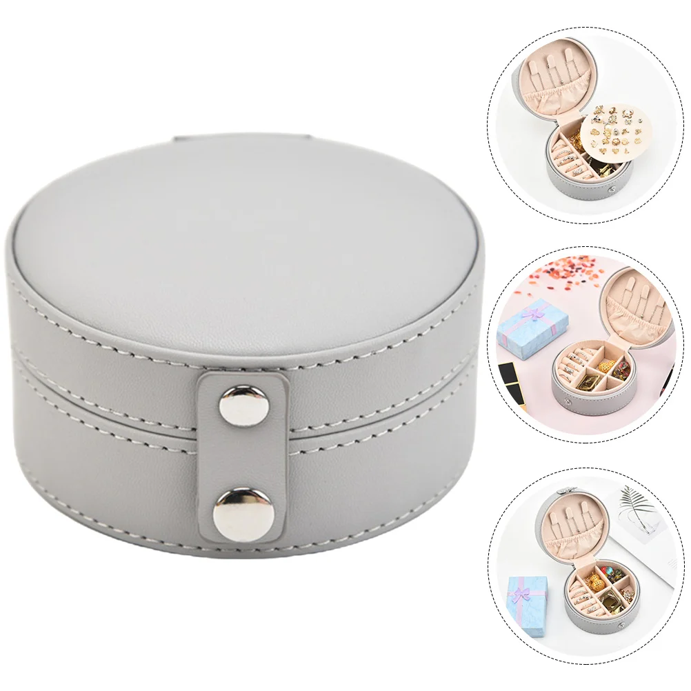 

Portable Jewelry Box Large Round Multi-Grid Storage Travel Jewelry Case Organizer Holder Earrings Box Earring Holder