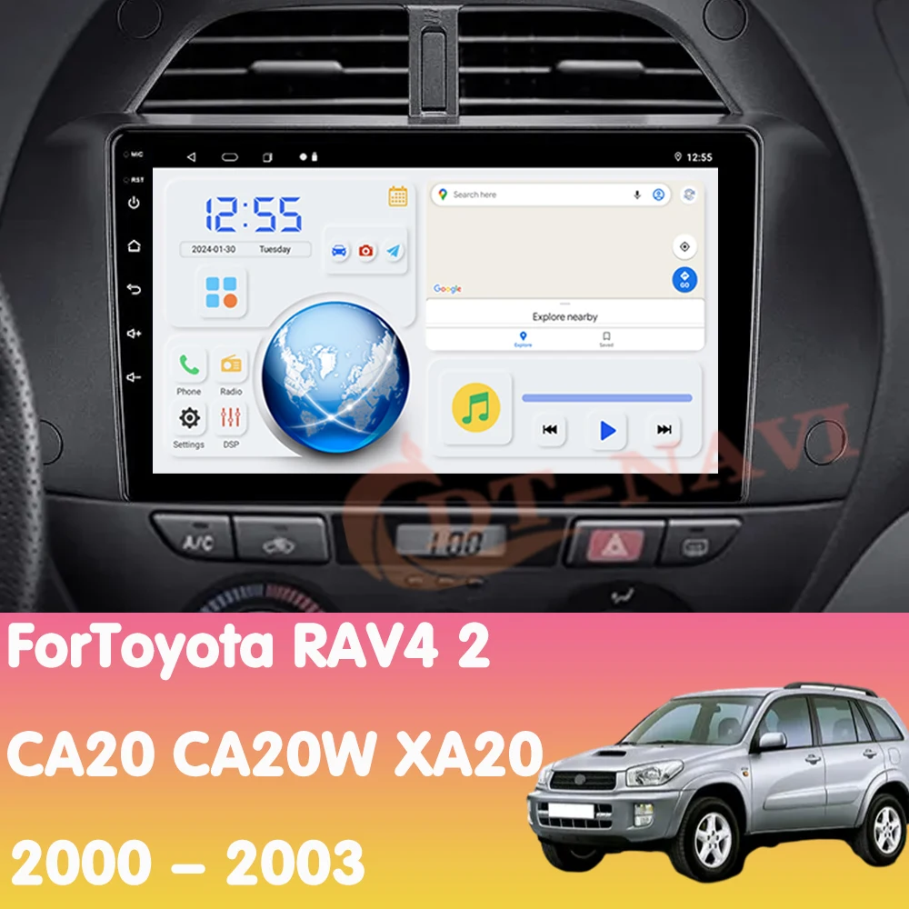 Android 14 Car Radio For Toyota RAV4 2 CA20 CA20W XA20 2000 - 2003 Multimidia Video Player Navigation Carplay NO 2Din Head Unit