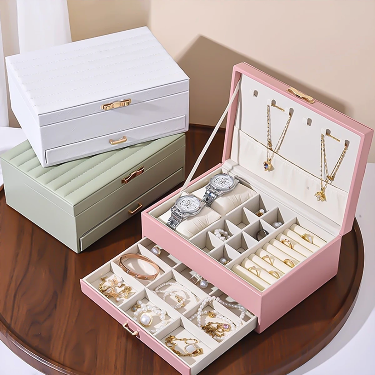 1PC Double-Layer Jewelry Storage Box With Lock For Earrings, Necklaces And Other Accessories,High-grade Exquisite Household Box.