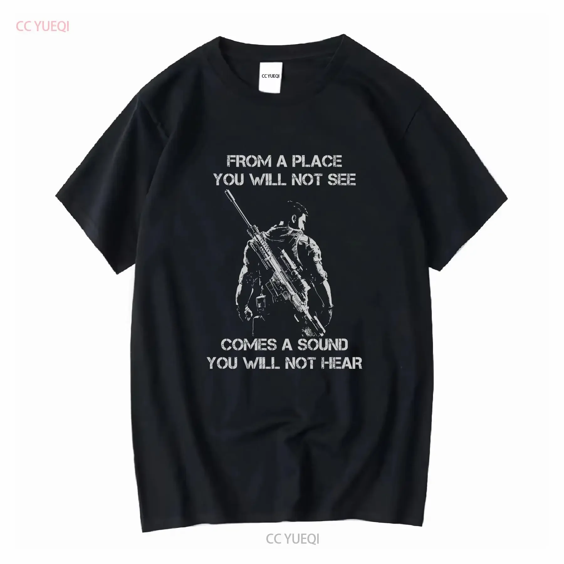 From A Place You Will Not See Comes Sound Hear Sniper T Shirt For Father's Day Mother's Veteran Memorial vintage Washed