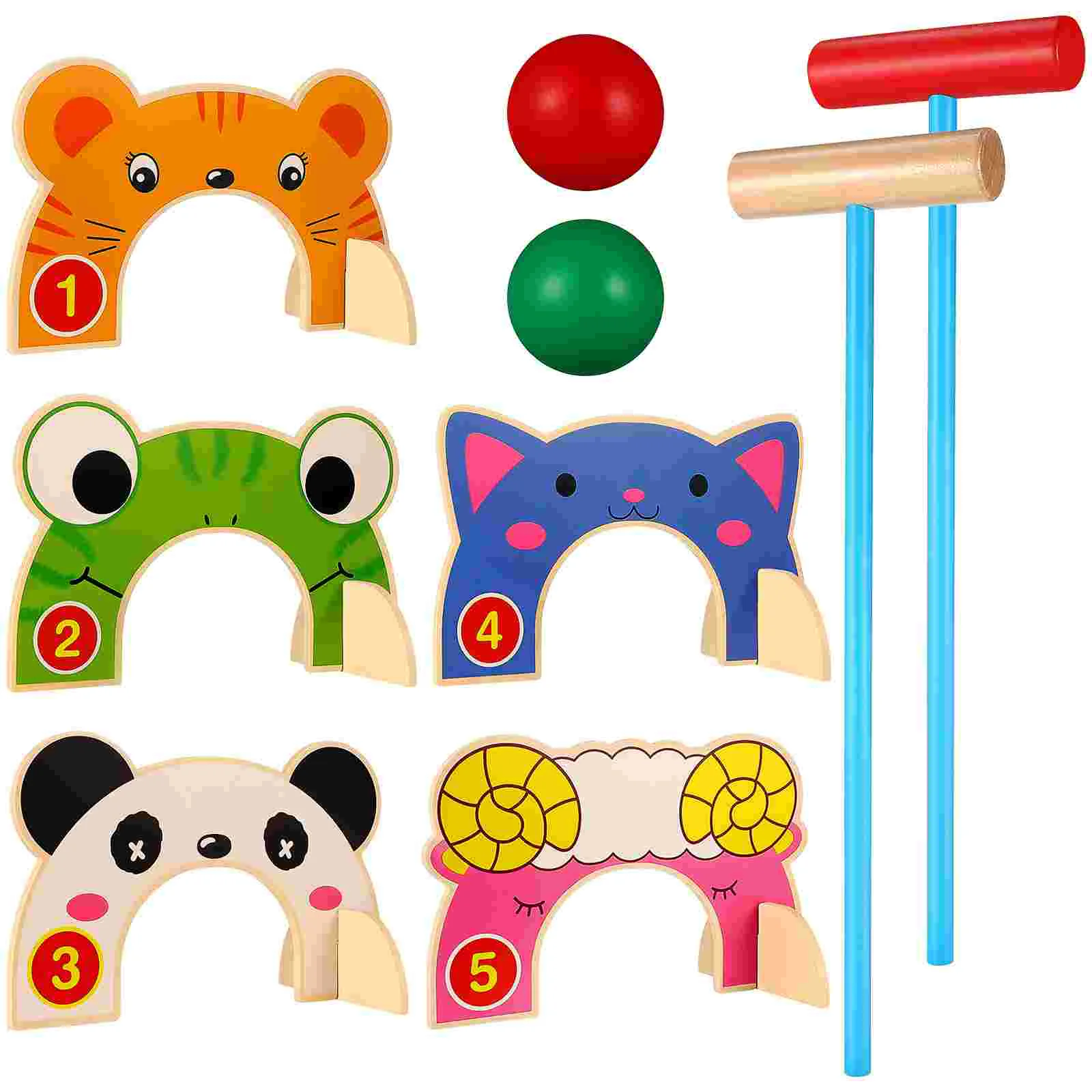 

Croquet for Children Childrens Toys Audlt Kids Outdoor Playset Gateball Aldult Wooden Animal
