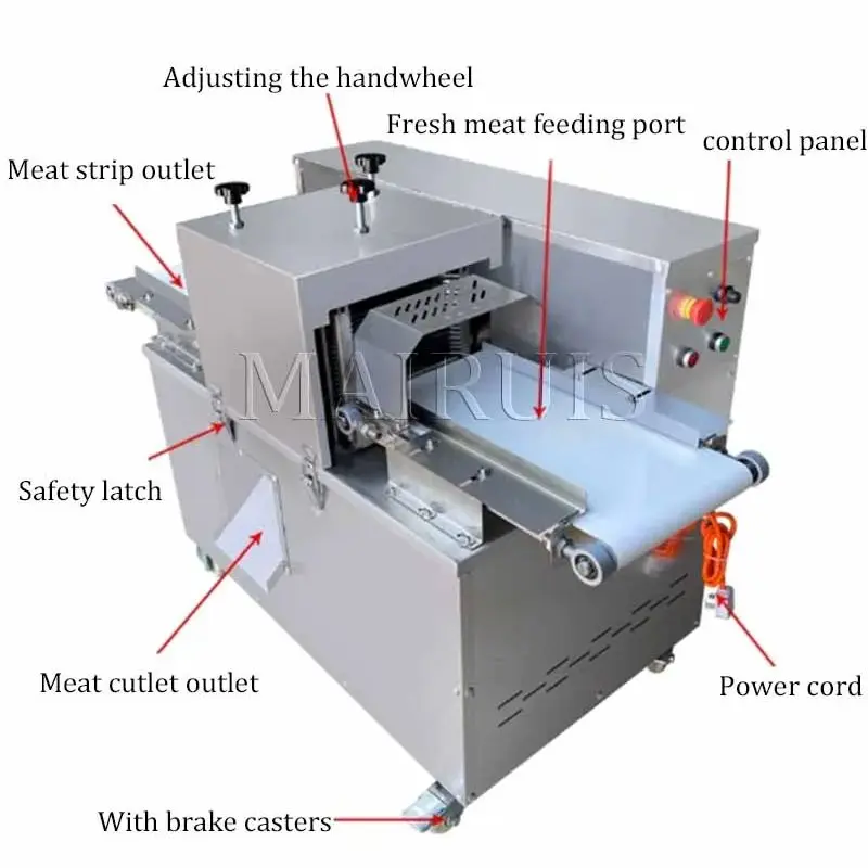 750Kg/H Slicer Fresh Frozen Meat Cutting Machine Large Commercial Meat Strip Cutting Machine