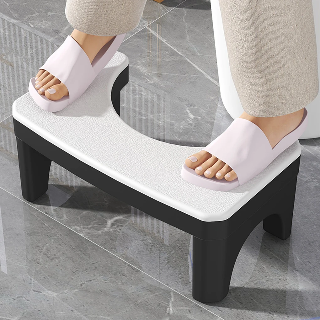 Taburete escalonado para suministros de baño, reposapiés estable con soporte de carga y ahorro de espacio, taburete para inodoro, diseño curvo