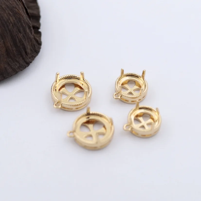 20pcs Brass Casted Open Back Pendant Base Stamping Strong 4 Prongs Bezels Setting fit 6 8 10 12mm Circle Cameo Findings DIY