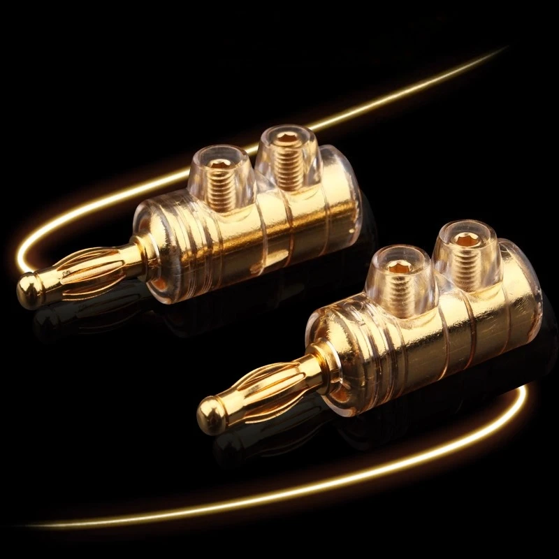 Позолоченный медный штекер типа «банан», штекер, Hi-Fi аудиоадаптер, беспаечный усилитель, разъем кабеля динамика