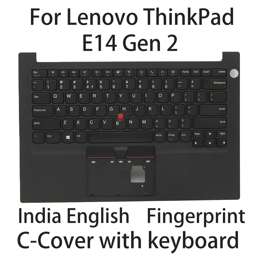 

Новая черная клавиатура для ноутбука Lenovo ThinkPad E14 Gen 2, C Обложка, Индия, английская раскладка отпечатков пальцев, 5M11A34946 5M11A34947 5M11A34948