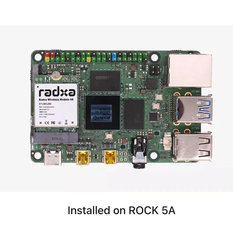 Radxa 무선 모듈 A8 WiFi6 / BT5.2 듀얼 안테나는 PCIe M.2 E K를 지원합니다.