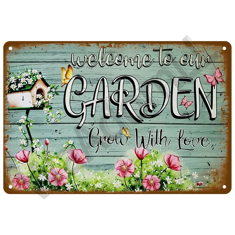 Retro Metal Sign Garden Decorations Retro Flowers Tin Sign Vintage Wall Art Mural Home Room Decor Poster Plate Farm Plaque Gift