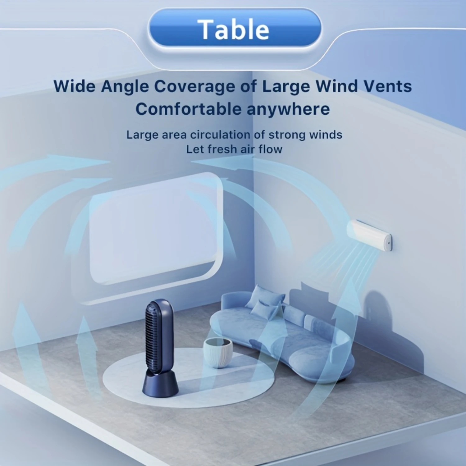 Portable Desktop Fan with 3 Adjustable Wind Levels, 90° Wide Angle Rotation, and Space-Saving Design for Bedroom, Office, and H