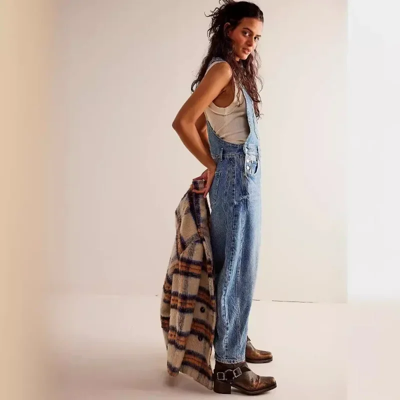 Casual Loose Denim Overalls Trousers Women's Jumpsuits