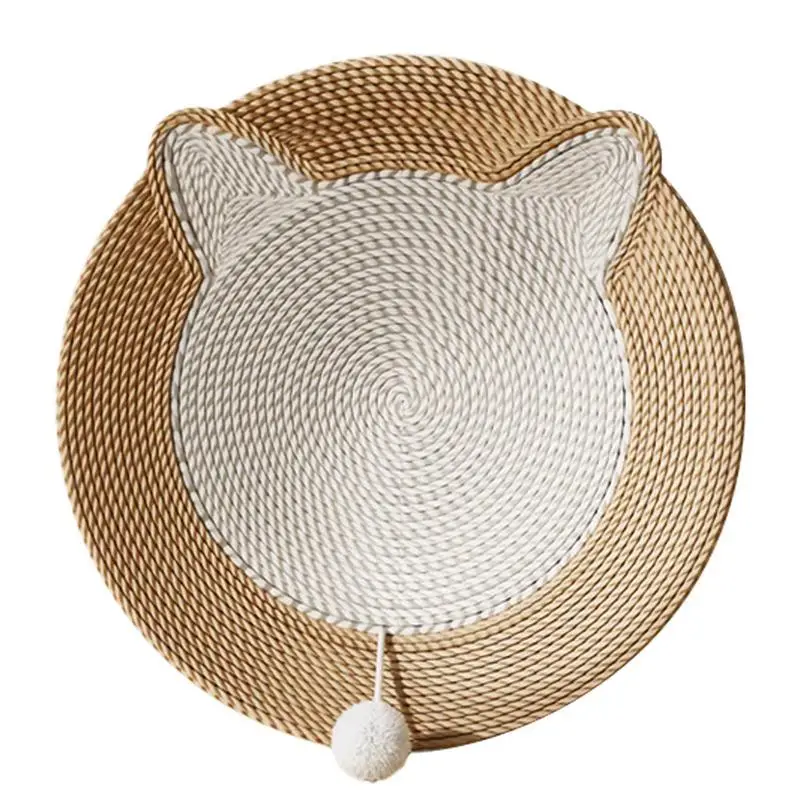 

Cat Scratch Pad Round Sisal Scratcher Pad Non-Slip Board For Cats Furniture Protection Indoor Cats Interactive Toy With Play