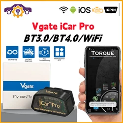 Автомобильный сканер Vgate iCar Pro ELM327 V1.5OBD2, диагностические инструменты iCar Pro V2.3 PK ICAR 2 WIFI BT3.0 Bluetooth 4,0 для IOS, сканер