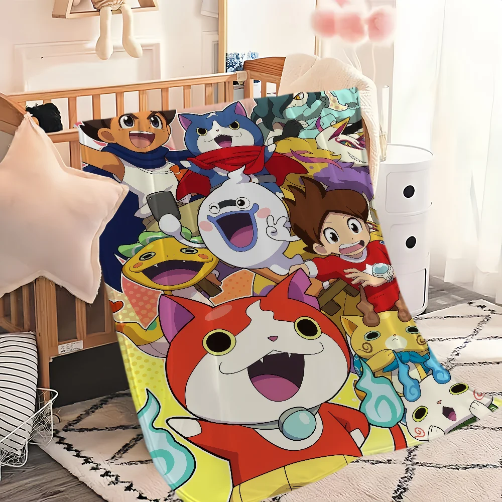 cute cartoon game y-Yo kai w-Watch k-Komasan Flannel warm soft plush blanket for sofa living room office bedroom travel gift