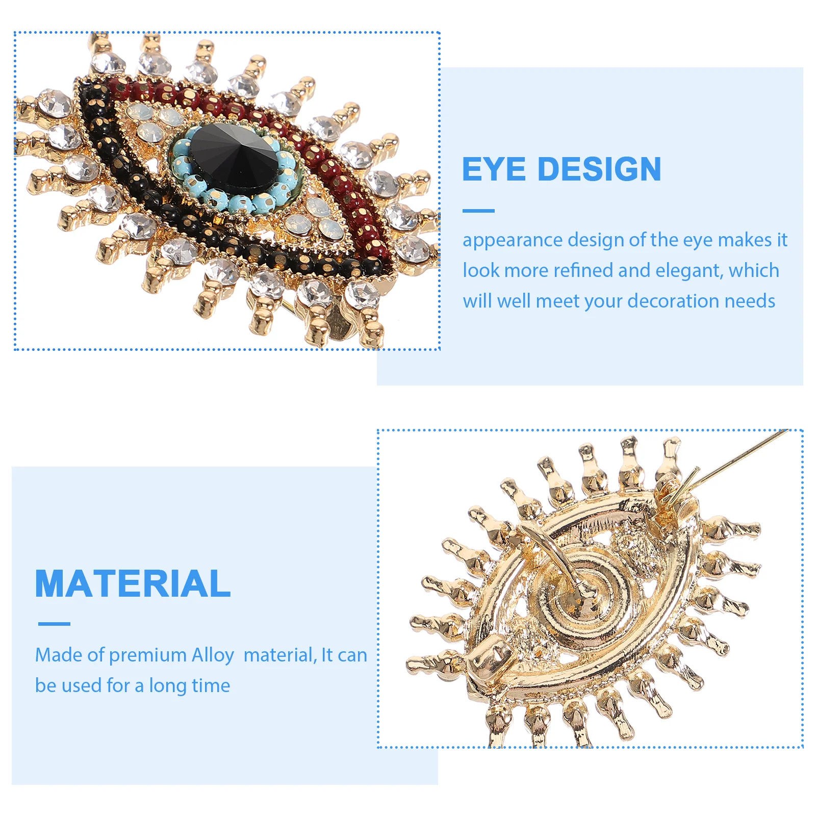 Rhinestones Brooch Portable Scarf Alloy Women Pin Vintage Backpacks Eye for Coat Decorative Man