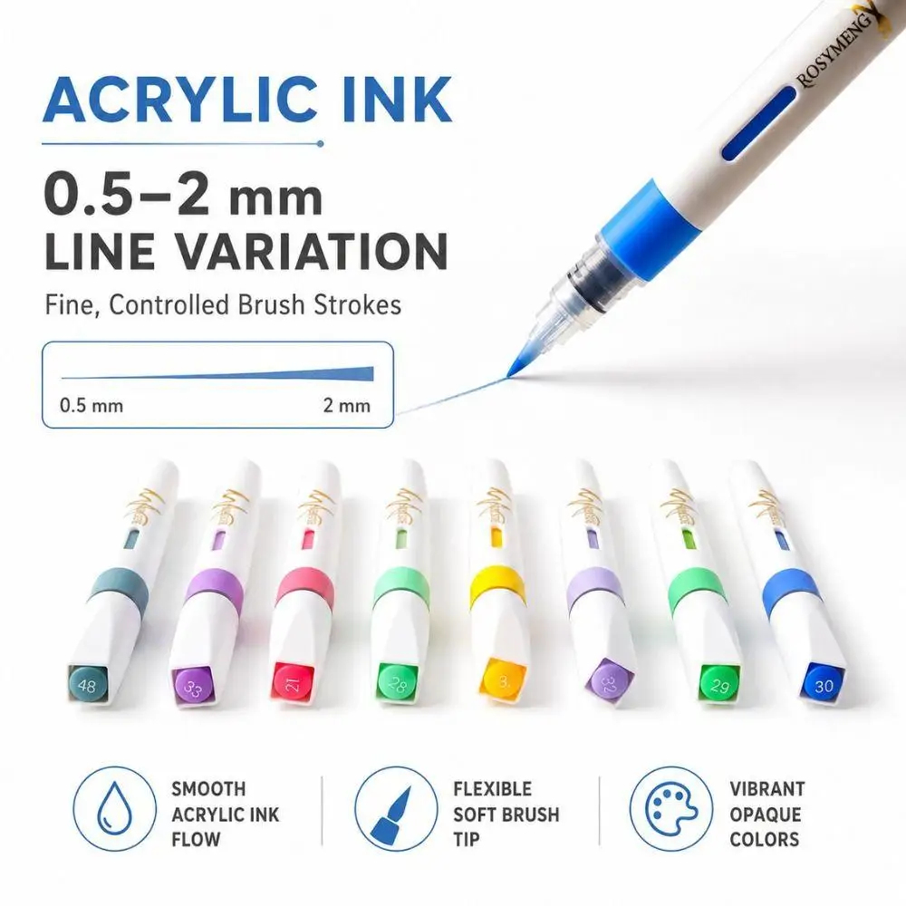 48 60Pcs Soft Tip Watercolor Markers 6 Colors Fineliner Drawing Pens For Calligraphy