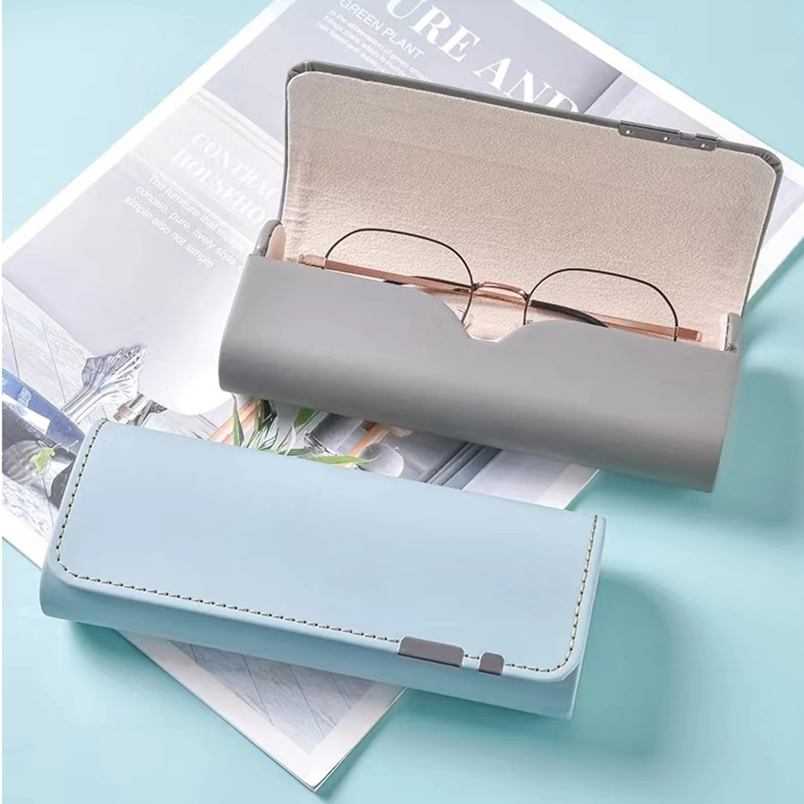 

1Pc Portable Magnet Glasses Box Quality Leather Sunglasses Case Optical Reading Eyeglasses Box Fashion Eyewear Protector