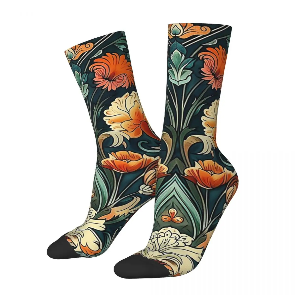 Art Nouveau Art Nouveau Floral Nature Plant Flowers Socks Harajuku Super Soft Stockings All Season Long Socks for Man's Woman's