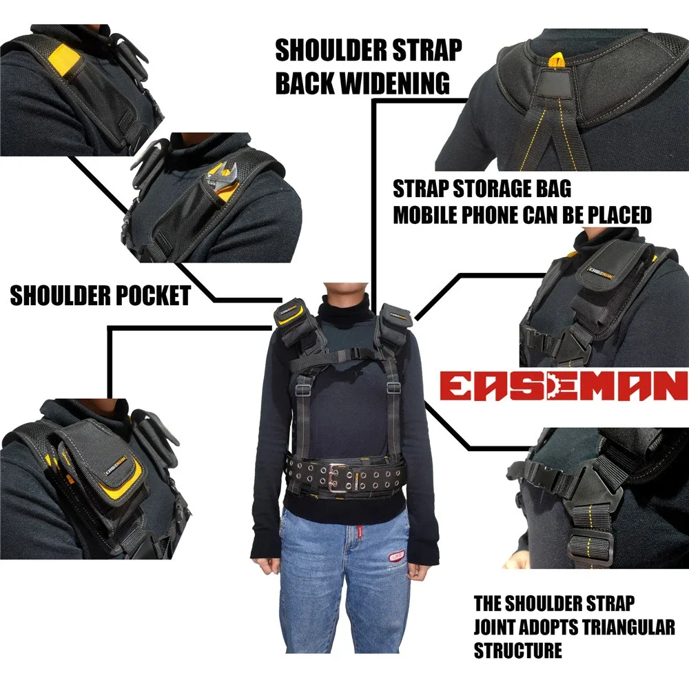 Imagem -06 - Easeman-eletricista Profissional Heavy Duty Tool Belt Grupo Cintura Bolsa Armazenamento Ferramenta Pouch para Ferramentas Carpintaria Homem Presente