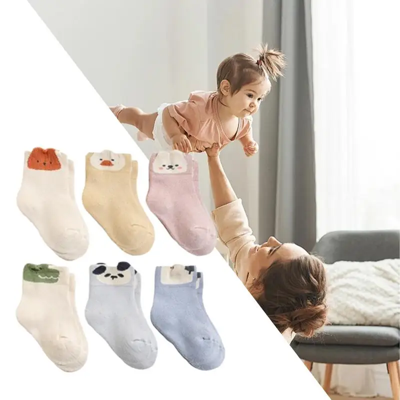 Baby Cozy Socks 6 Pairs Boy Girls Crew Socks Soft Winter Warm Thick Socks Boy Girls Crew Socks Kid Thick Warm Socks For Girls Bo