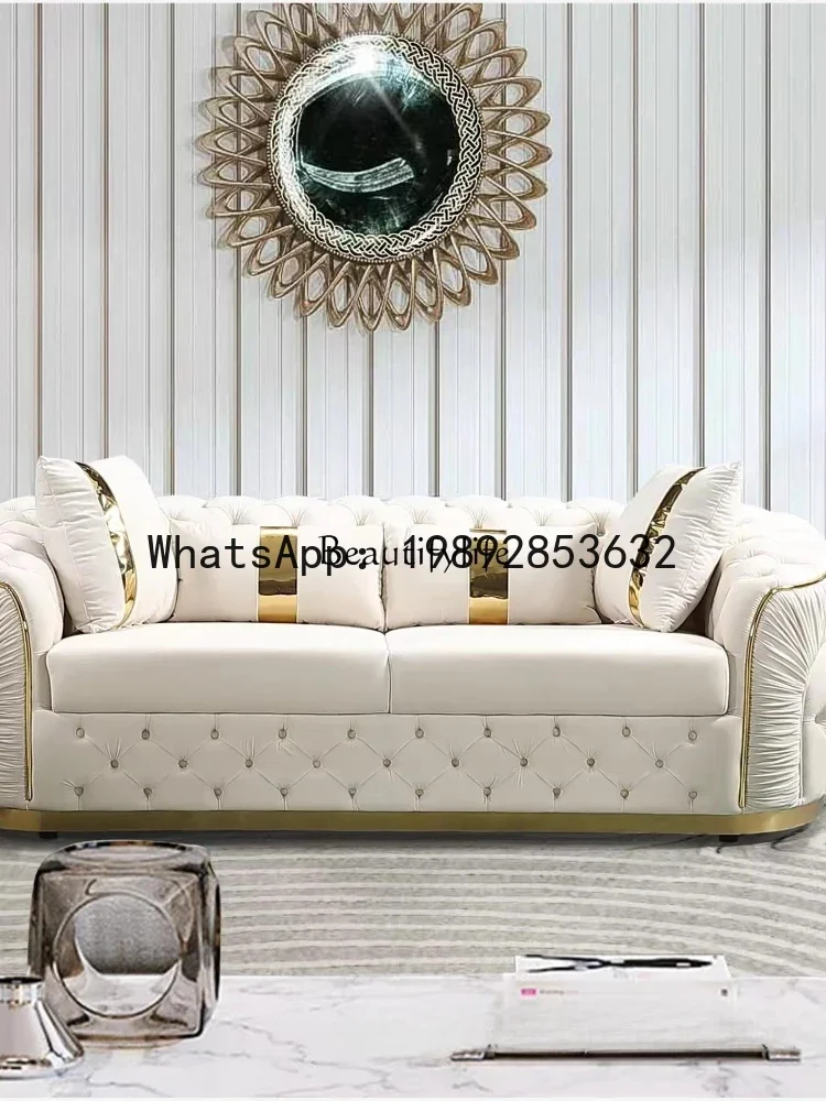 

fabric buckle sofa European light luxury velvet simple straight sofa